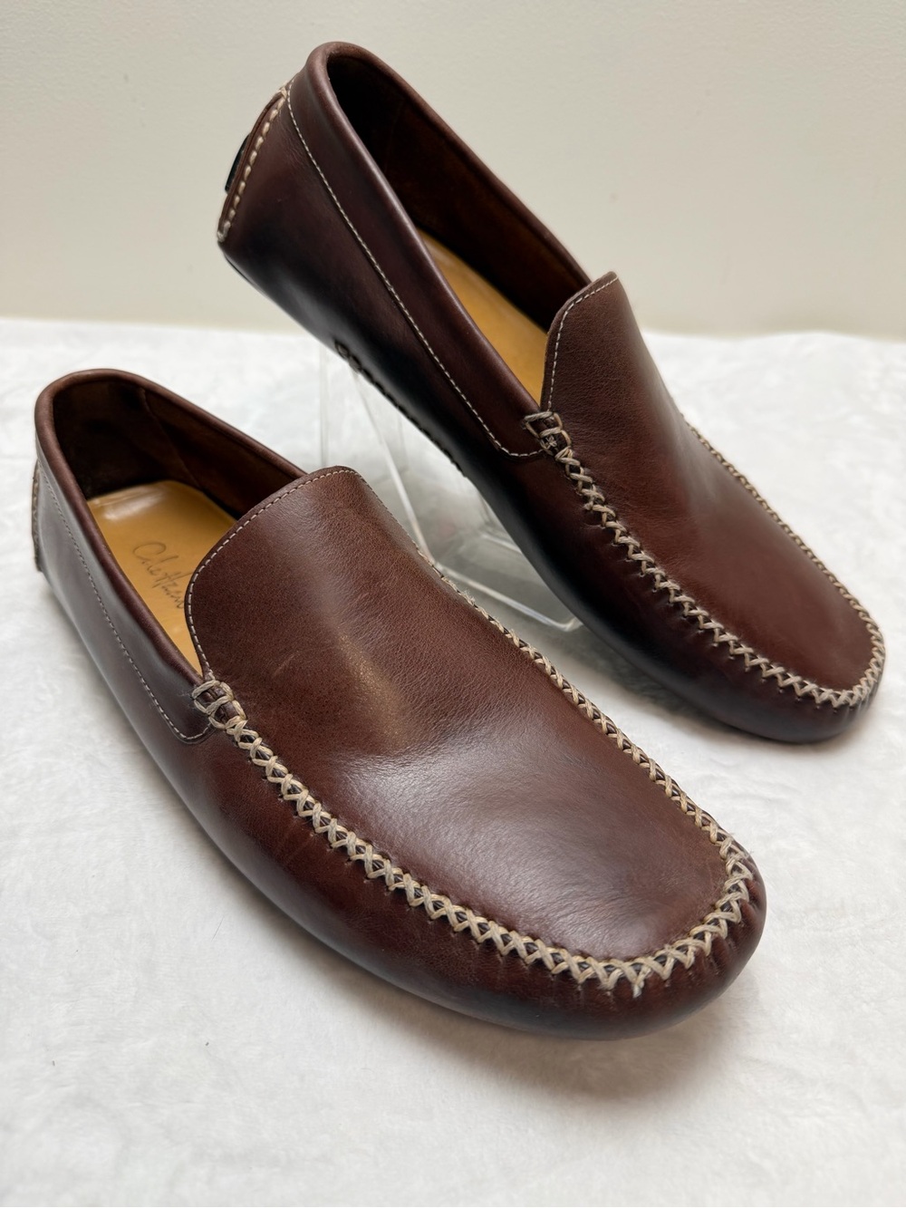 Cole Haan Brown Leather Driving Loafers Moc Toe Driver Shoes Men’s 10M Slip On